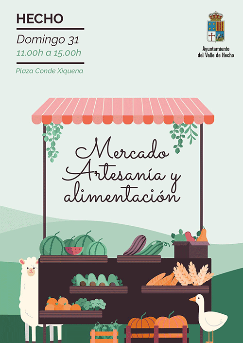 Domingo 31 de marzo
de 11:00 h a 15:00 h Plaza Conde Xiquena de Hecho

Mercado de artesanía y alimentación 
