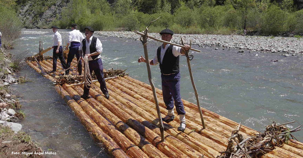 Las navatas del Valle de Hecho volverán a descender el río Aragón Subordán el próximo domingo 5 de mayo rememorando el transporte de madera que surcaba los ríos pirenaicos en primavera. Una tradición recuperada, Patrimonio Cultural Inmaterial por la Unesco. 