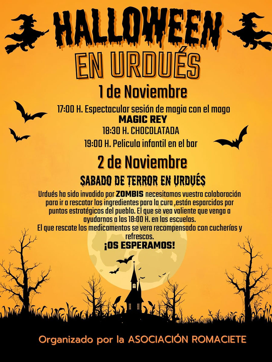 En Los Valles occidentales, Urdués nos propone el viernes 1 sesión de magia, 17:00 h, con MAGIC REY, chocolatada y proyección infantil. El sábado 2, será también un sábado de Terror. 